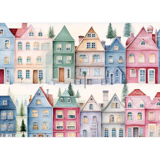 任意の文字ウォーターカラーホームズホリデーカード シーズンカード