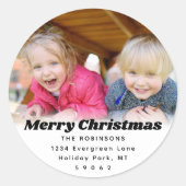 任意の文字クリスマスフォトシックレトロ差出人住所 ラウンドシール (正面)