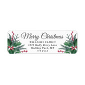 任意の文字クリスマスホリー&ベリー差出人住所 ラベル (正面)