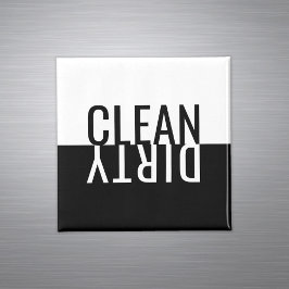 任意の文字クリーンダーティモダン白黒食洗機 マグネット