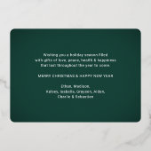 任意の文字グリーン10フォトコラージクリスマススクリプト 箔シーズンカード (裏面)