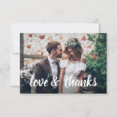 任意の文字シンプルスクリプトの愛と感謝していの写真結婚。 サンキューカード (正面)
