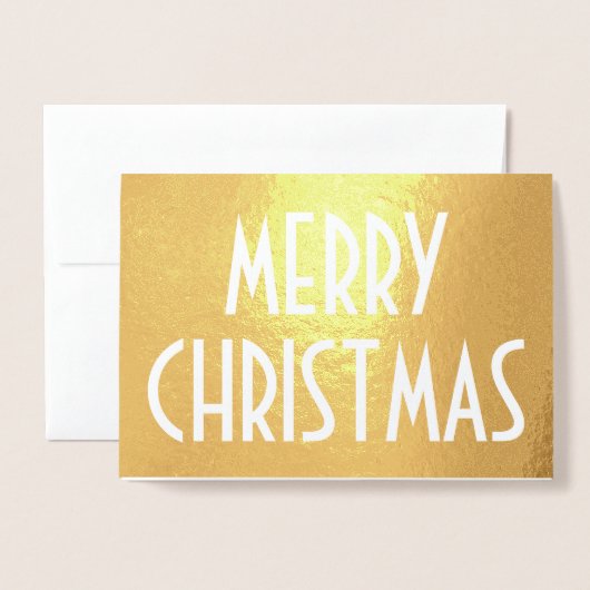 任意の文字シンプルホリデーメリークリスマス金ゴールド実在 箔カード (封筒付き正面)
