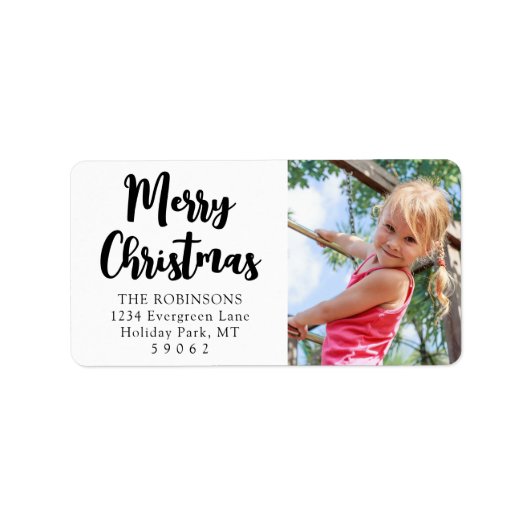任意の文字スクリプトクリスマスフォト差出人住所 ラベル (正面)