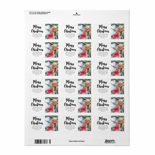 任意の文字スクリプトクリスマスフォト差出人住所 ラベル (フルシート)