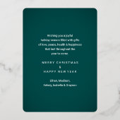 任意の文字ティール（緑がかった色）4 Photo Collageトレンディースクリプト 箔シーズンカード (裏面)