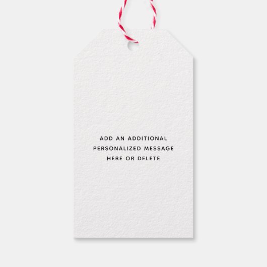 任意の文字トレンディーブラシ付きスクリプトフォトブラック&ホワイト ギフトタグ (裏面)