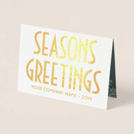 任意の文字ビジネスホリデーNoロゴグリーン金ゴールドパイン 箔カード (正面)