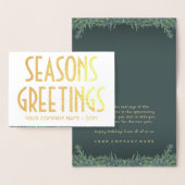 任意の文字ビジネスホリデーNoロゴグリーン金ゴールドパイン 箔カード (ディスプレー)