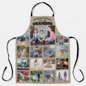 任意の文字ファミリーフォトコラージグランパカーキベージュ エプロン (正面)