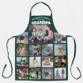 任意の文字ファミリーフォトコラージグランパグリーンホワイト エプロン (正面)