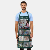 任意の文字ファミリーフォトコラージグランパグリーンホワイト エプロン (着用した状態)