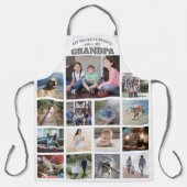 任意の文字ファミリーフォトコラージグランパグレー&ホワイト エプロン (正面)