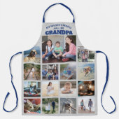 任意の文字ファミリーフォトコラージグランパブルー&グレー エプロン (正面)