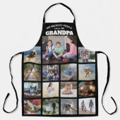 任意の文字ファミリーフォトコラージグランパ白黒 エプロン (正面)