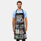 任意の文字ファミリーフォトコラージグランパ白黒 エプロン (着用した状態)