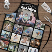 任意の文字ファミリーフォトコラージグランパ白黒 エプロン