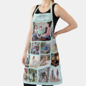 任意の文字ファミリーフォトコラージング祖母ティール（緑がかった色）ブルー エプロン (インサイチュ)
