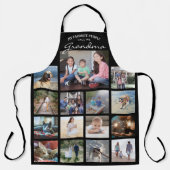 任意の文字ファミリーフォトコラージング祖母白黒 エプロン (正面)