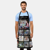 任意の文字ファミリーフォトコラージング祖母白黒 エプロン (着用した状態)