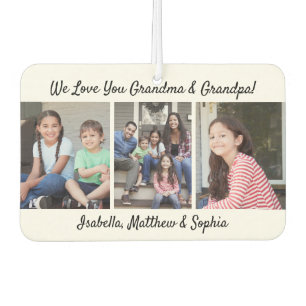 任意の文字ファミリー4 Photo Collage白黒ハート カーエアーフレッシュナー