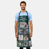 任意の文字フォトコラージュ最高のパパグリルマスターグリーン エプロン (着用した状態)