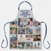 任意の文字フォトコラージュ最高のパパグレーブルーグリル エプロン (正面)