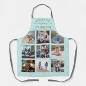 任意の文字フォトコラージュ最高のマーティール（緑がかった色）ブルー&グレー エプロン (正面)