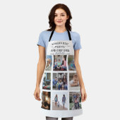 任意の文字フォトコラージュ最高のマ&シェフホワイトブラック エプロン (着用した状態)