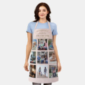 任意の文字フォトコラージョ最高のンお母さん赤面ピンク&金ゴールド エプロン (着用した状態)