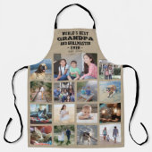 任意の文字フォトコラージョ最高のンパエバーカーキ エプロン (正面)