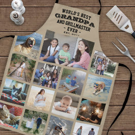 任意の文字フォトコラージョ最高のンパエバーカーキ エプロン