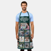 任意の文字フォトコラージョ最高のンパエバーグリーン エプロン (着用した状態)