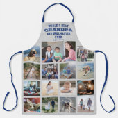 任意の文字フォトコラージョ最高のンパエバーブルーグレー エプロン (正面)