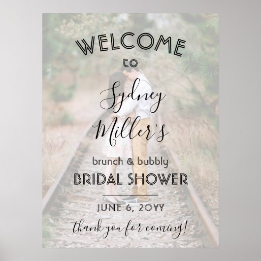 任意の文字ブライダルシャワーようこそフォトオーバーレイ ポスター (正面)