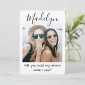 任意の文字ブライドメイド/メイド・オブ・オーナー(花嫁付き添い人)写真の提案 招待状 (スタンド正面)