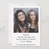 任意の文字ブライドメイド/メイド・オブ・オーナー(花嫁付き添い人)写真の提案 招待状 (裏面)