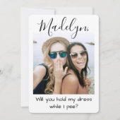 任意の文字ブライドメイド/メイド・オブ・オーナー(花嫁付き添い人)写真の提案 招待状 (正面)