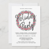 任意の文字ホリデーフローラリースレッドクリスマスパーティー 招待状 (正面)