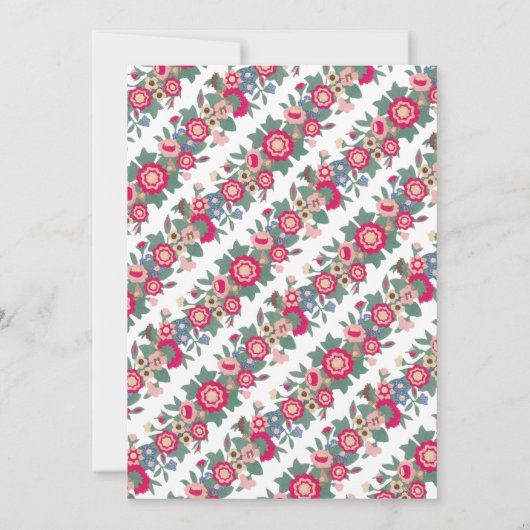 任意の文字ホリデーフローラリースレッドクリスマスパーティー 招待状 (裏面)