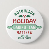 任意の文字ホリデーベーキングチームファミリーキュートクリスマス 缶バッジ (正面)