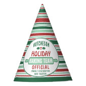 任意の文字ホリデーベーキングチームレッド&グリーンクリスマス パーティーハット (正面)
