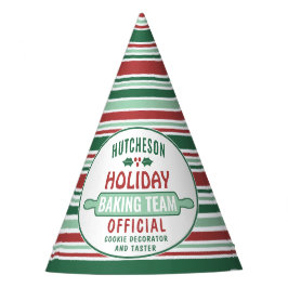 任意の文字ホリデーベーキングチームレッド&グリーンクリスマス パーティーハット