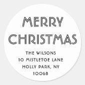 任意の文字ミニマリストブラック&ホワイト差出人住所 ラウンドシール (正面)