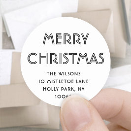 任意の文字ミニマリストブラック&ホワイト差出人住所 ラウンドシール