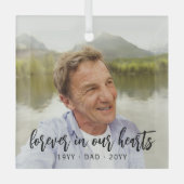 任意の文字メモリアル1フォトシンプルフォトスクリプト ガラスオーナメント (正面)