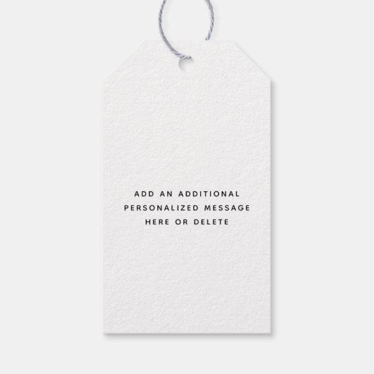 任意の文字モダンスシンプルクリプト写真Black & White ギフトタグ (裏面)