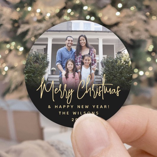 任意の文字モダンスシンプルクリプト金ゴールド ラウンドシール