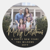 任意の文字モダンスシンプルクリプト金ゴールド ラウンドシール (正面)