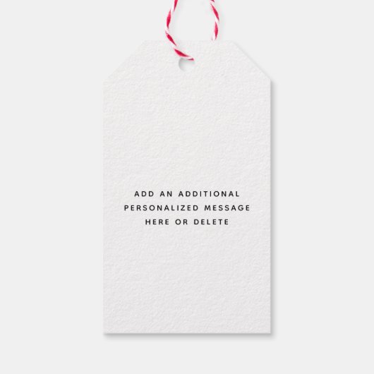 任意の文字モダンブラシ付きスクリプトフォトブラック&ホワイト ギフトタグ (裏面)